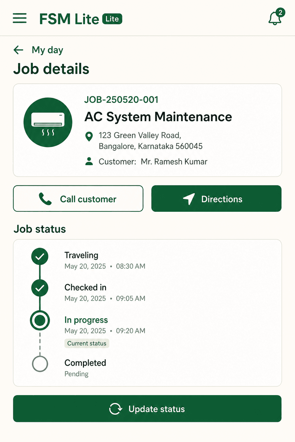 Field status workflow